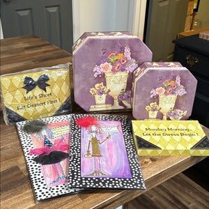 Floral Purple Decorative Storage Boxes with accessories